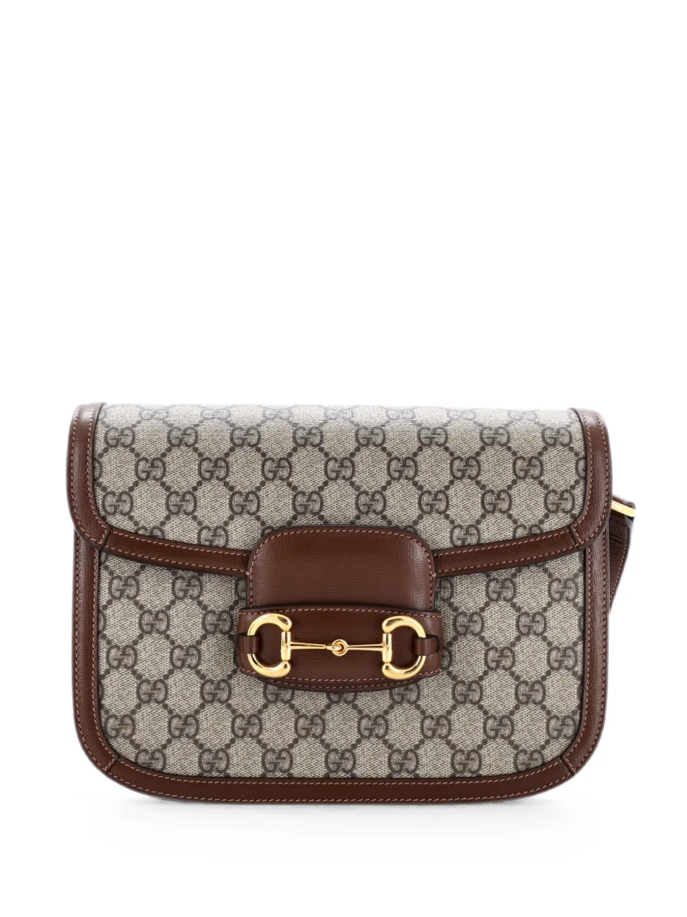 Gucci Pre-Owned Horsebit 1955 Shoulder Bag GG Coated Canvas with Leather Small crossbody bag - Braun