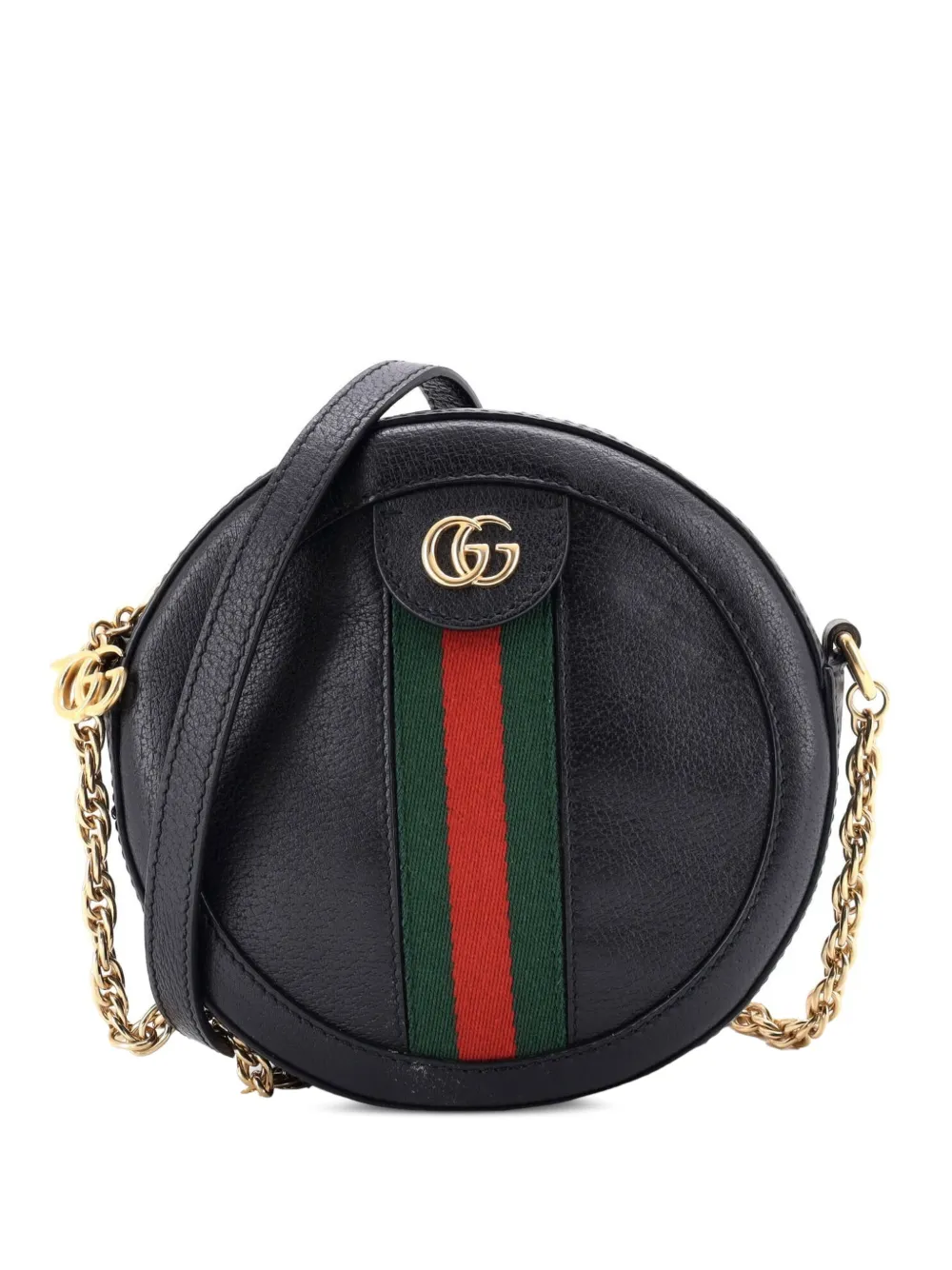 Gucci Pre-Owned Ophidia Round Shoulder Bag Leather Mini crossbody bag - Nero