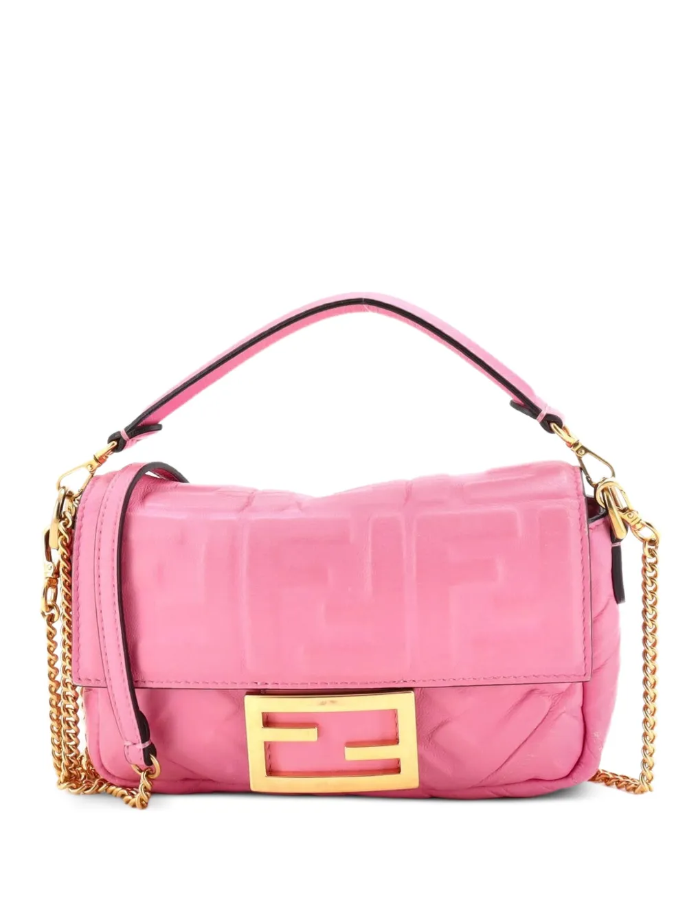Fendi Pre-Owned Baguette NM Bag Zucca Embossed Leather Mini crossbody bag - Rosa