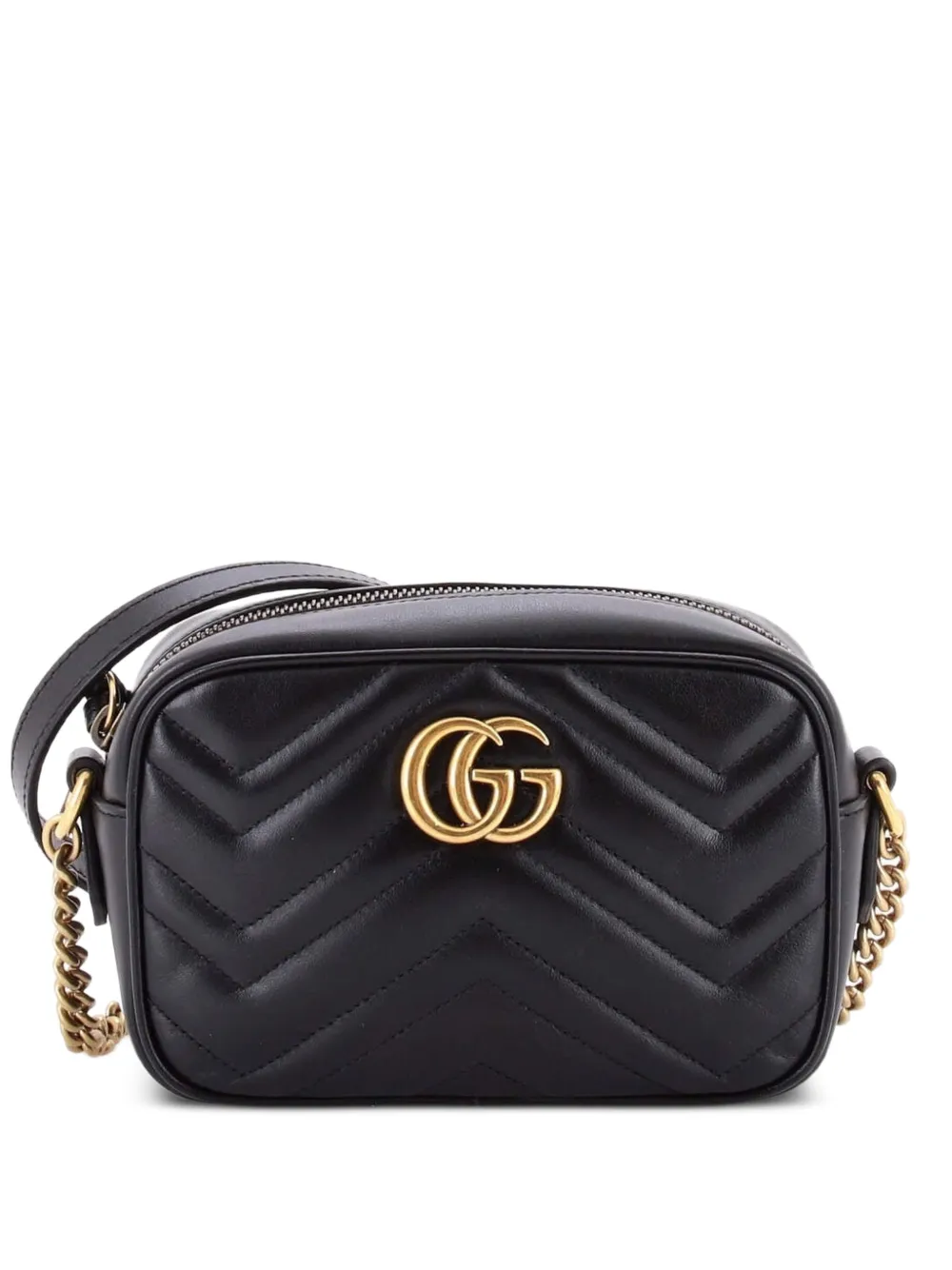 Gucci Pre-Owned mini sac à bandoulière matelassé à motif GG Marmont - Noir Gucci Pre-Owned mini sac à bandoulière matelassé à motif GG Marmont - Noir