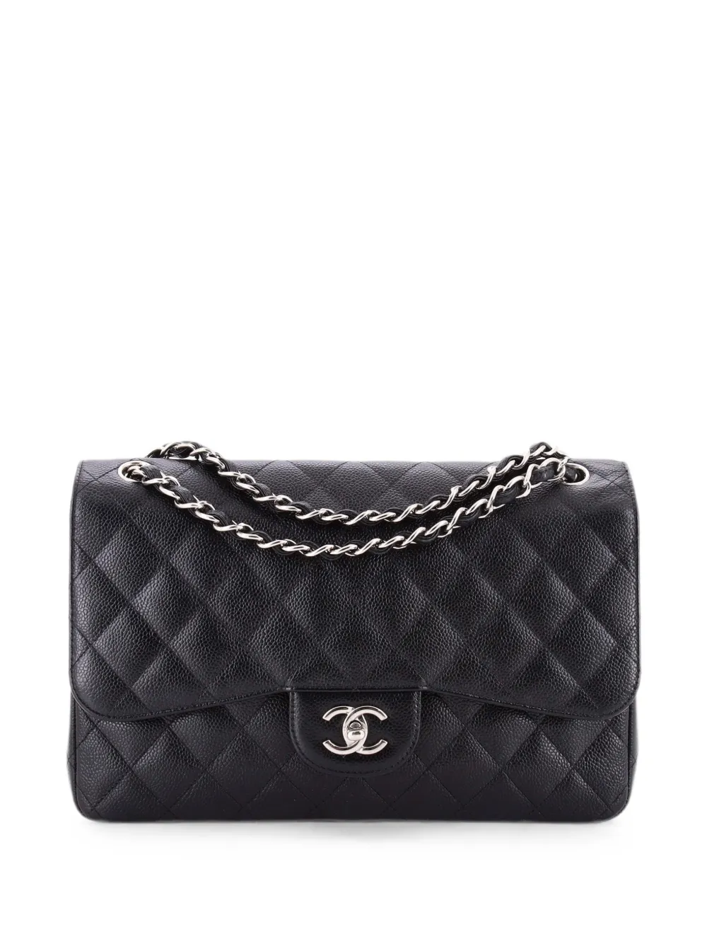 CHANEL Pre-Owned Classic Double Flap Bag Quilted Caviar Jumbo shoulder bag - Nero