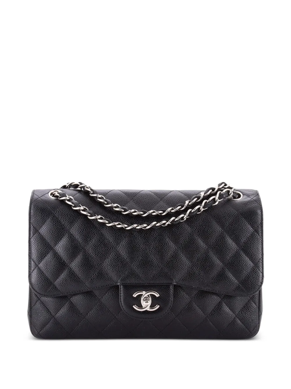 CHANEL Pre-Owned Classic Double Flap Bag Quilted Caviar Jumbo shoulder bag - Nero