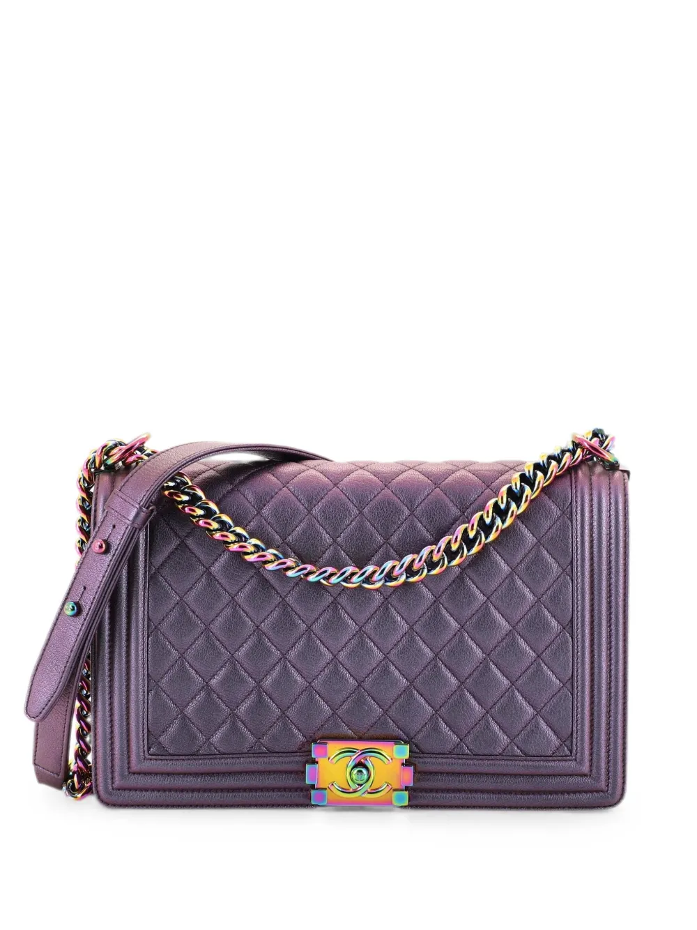CHANEL Pre-Owned Boy Flap Bag Quilted Iridescent Goatskin New Medium shoulder bag - Viola