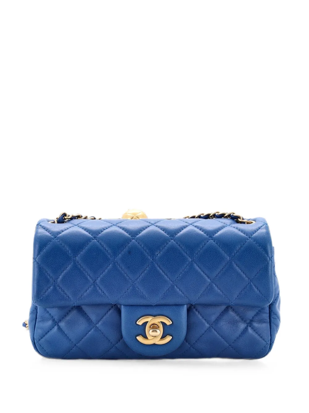 CHANEL Pre-Owned Pearl Crush Flap Bag Quilted Lambskin Mini crossbody bag - Blu