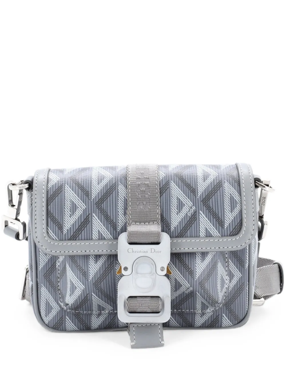 Christian Dior Pre-Owned Hit the Road Flap CD Diamond Coated Canvas and Leather Mini crossbody bag - Grigio
