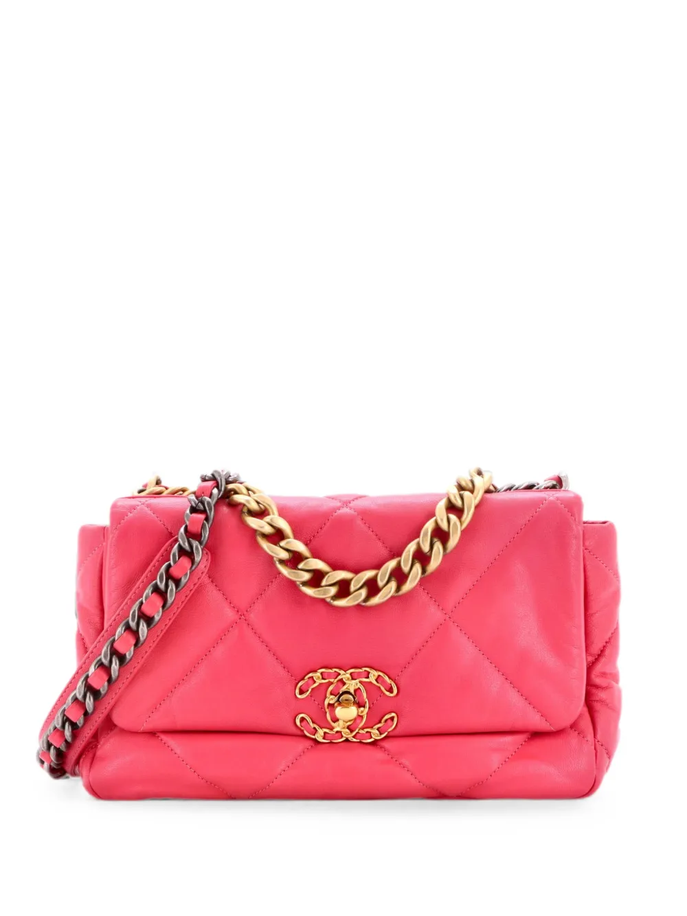 CHANEL Pre-Owned 19 Flap Bag Quilted Leather Medium crossbody bag - Rosa