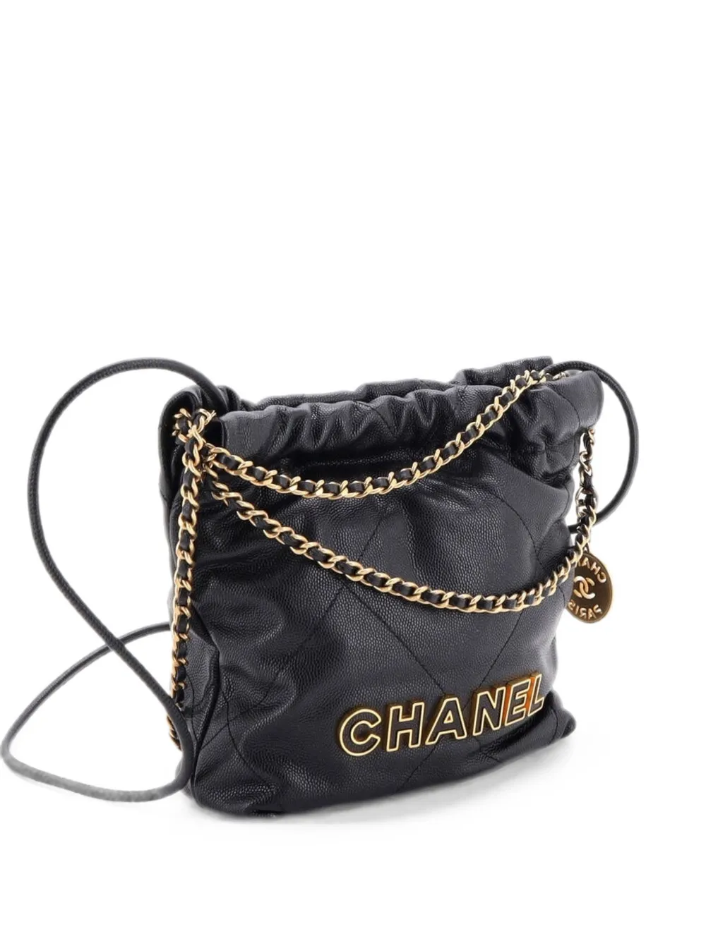 CHANEL Pre-Owned 22 Chain Quilted Caviar Mini hobo bag - Nero