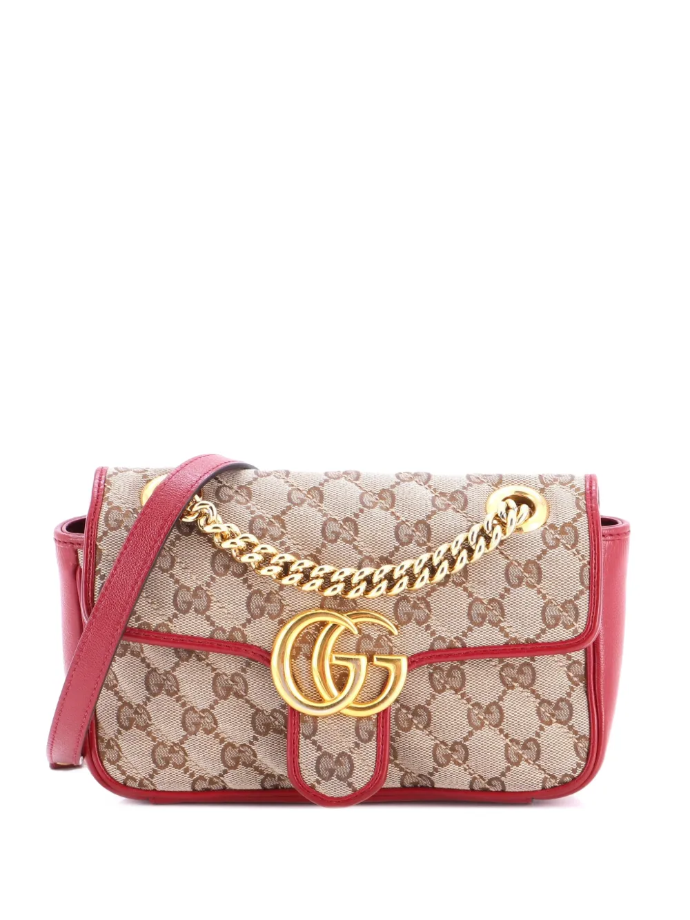 Gucci Pre-Owned Kleine GG Marmont Umhängetasche mit Klappe - Braun