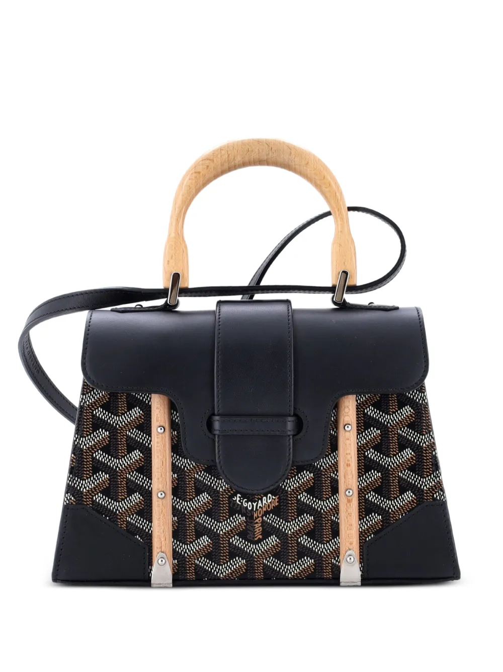 Goyard Pre-Owned Structured Saigon Top Handle Bag Coated Canvas with Leather Mini satchel - Nero
