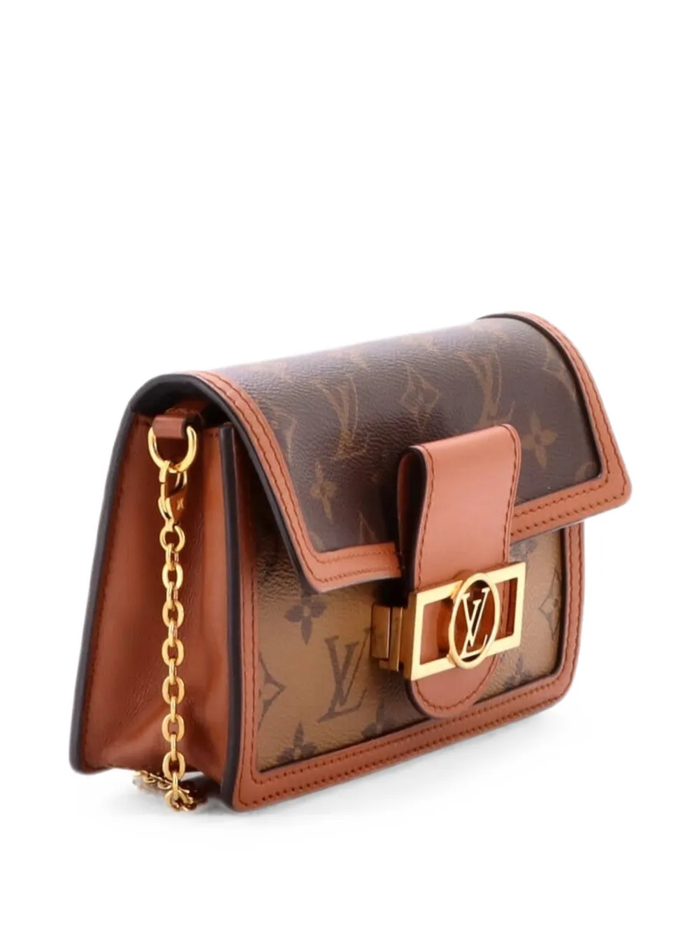 Louis Vuitton Pre-Owned Dauphine Chain Wallet Reverse Monogram Canvas clutch bag - Braun