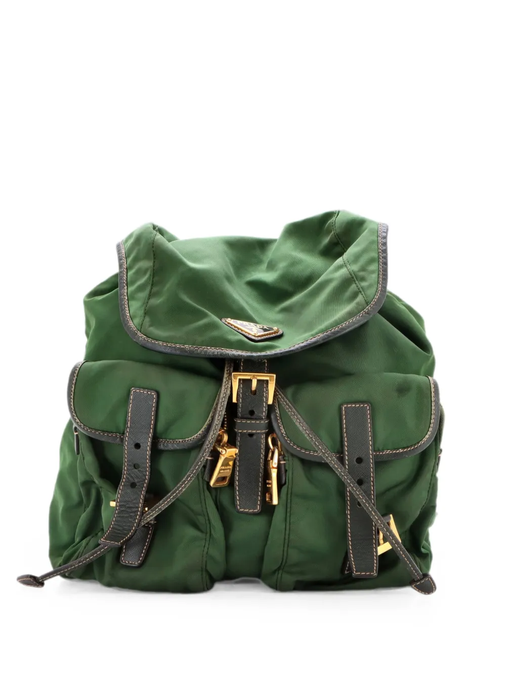 Prada Pre-Owned Mittelgroßer Tessuto Rucksack mit Vordertasche - Grün
