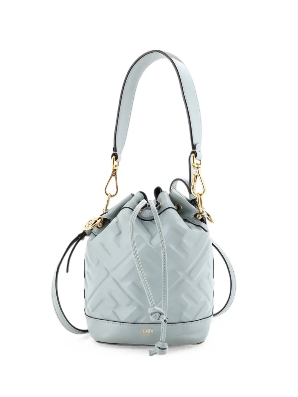 Fendi Pre-Owned Mon Tresor Zucca Embossed Leather Mini bucket bag - Blau