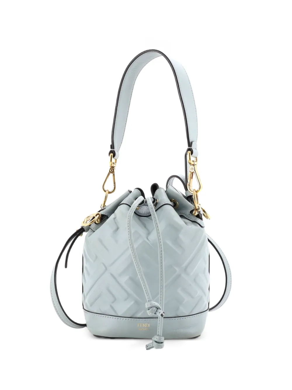 Fendi Pre-Owned Mon Tresor Zucca Embossed Leather Mini bucket bag - Blau