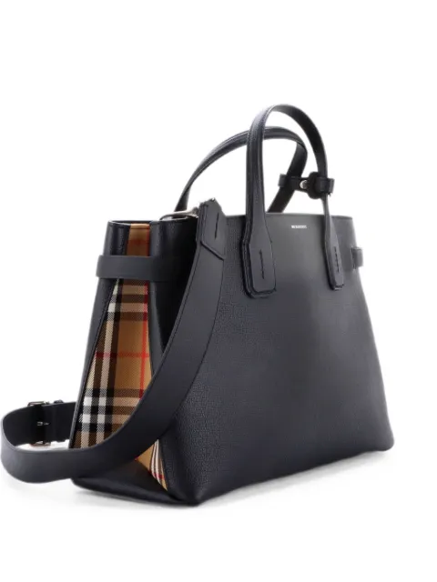 Burberry Pre-Owned Banner NM Leather with Vintage Check Canvas Medium tote bag