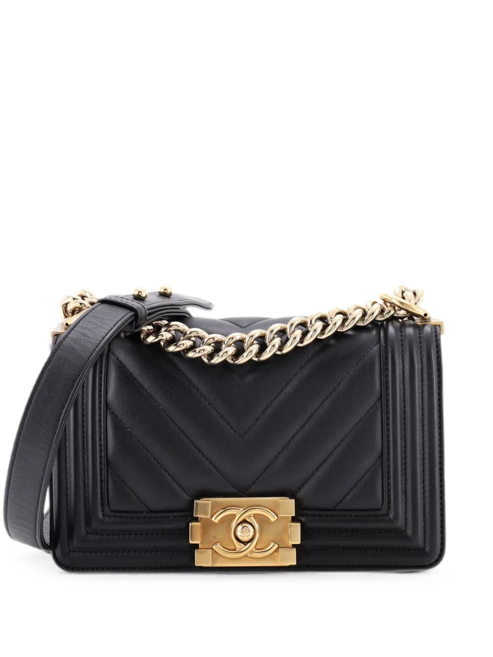 CHANEL Pre-Owned Boy Flap Bag Chevron Calfskin Small crossbody bag - Nero
