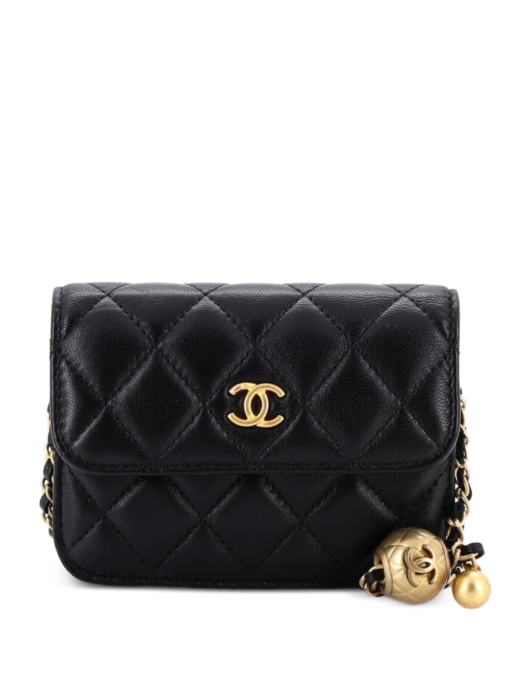 CHANEL Pre-Owned Mini Pearl Crush Clutch mit Kettensteppung - Schwarz
