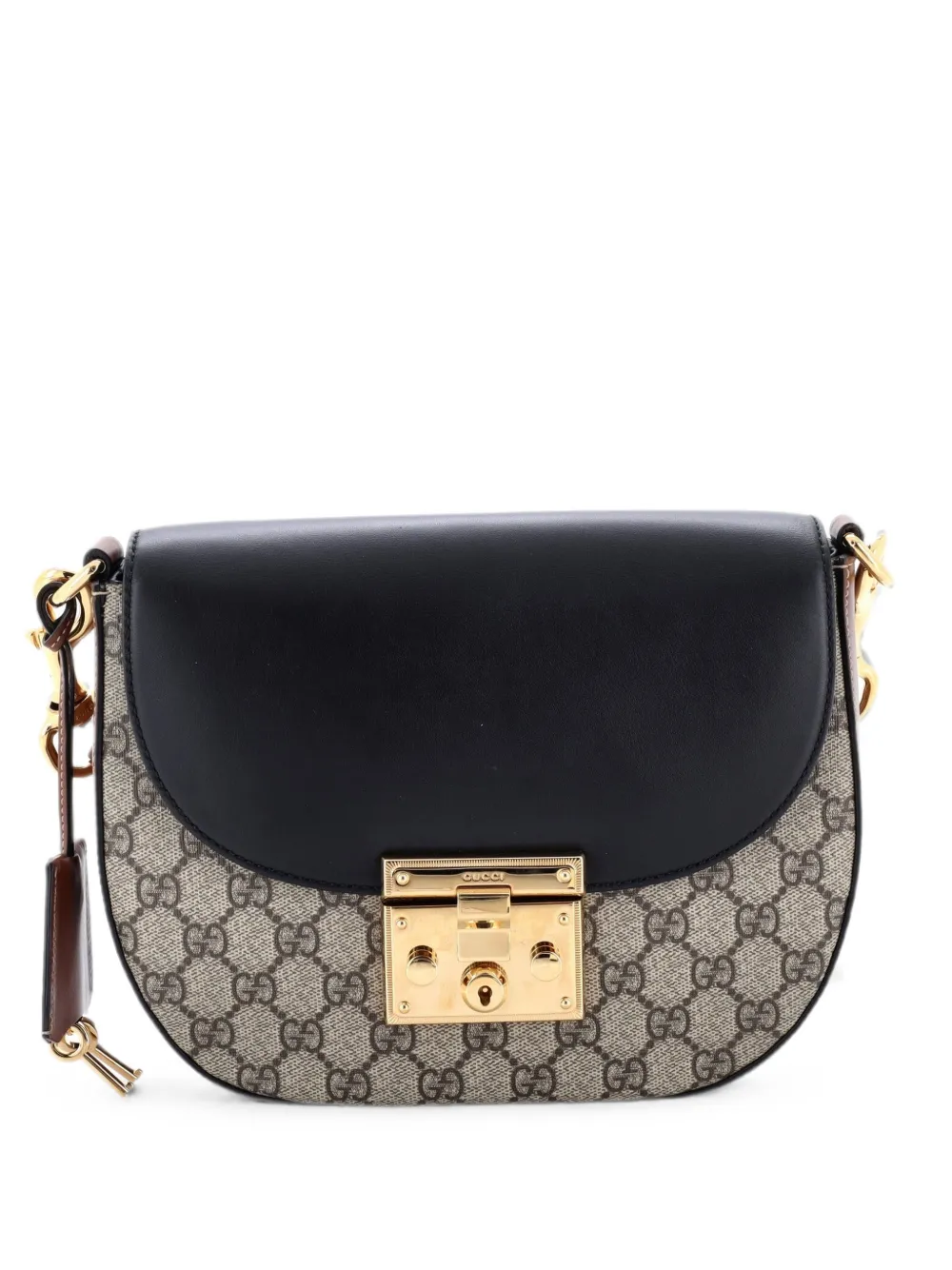Gucci Pre-Owned Padlock Saddle Shoulder Bag GG Coated Canvas and Leather Medium crossbody bag - Schwarz