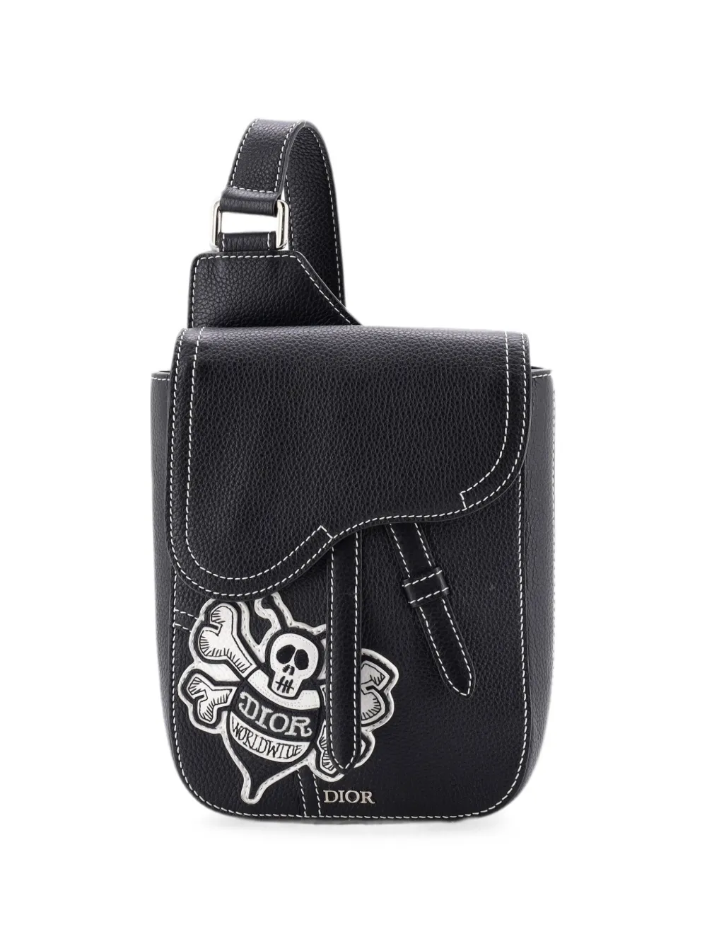 Christian Dior Pre-Owned Stussy Saddle Messenger Pouch Leather with Applique crossbody bag - Schwarz