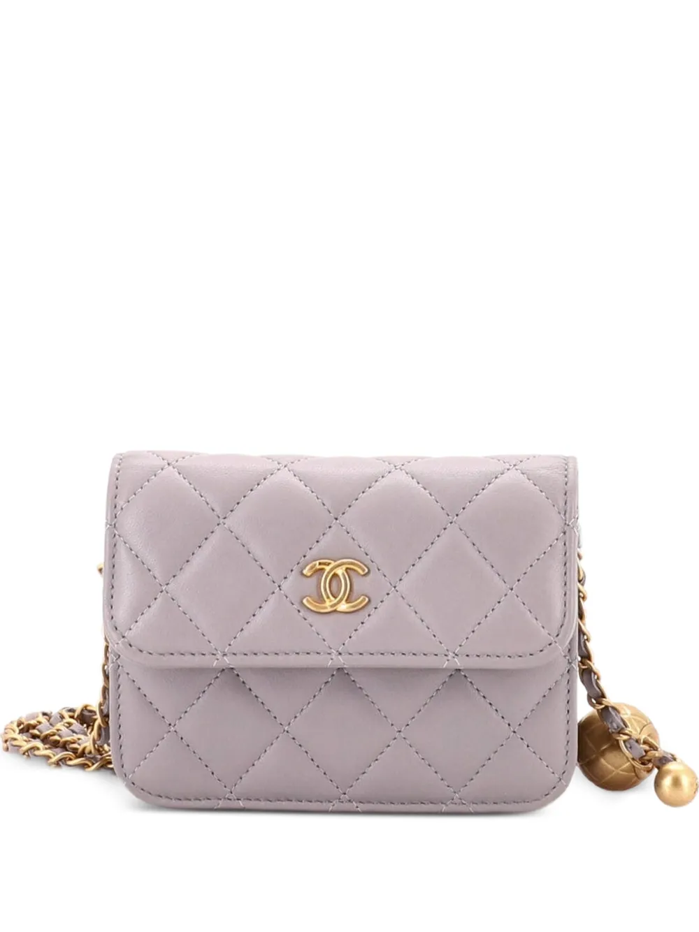 CHANEL Pre-Owned Pearl Crush Flap Clutch with Chain Quilted Lambskin Mini crossbody bag - Grau