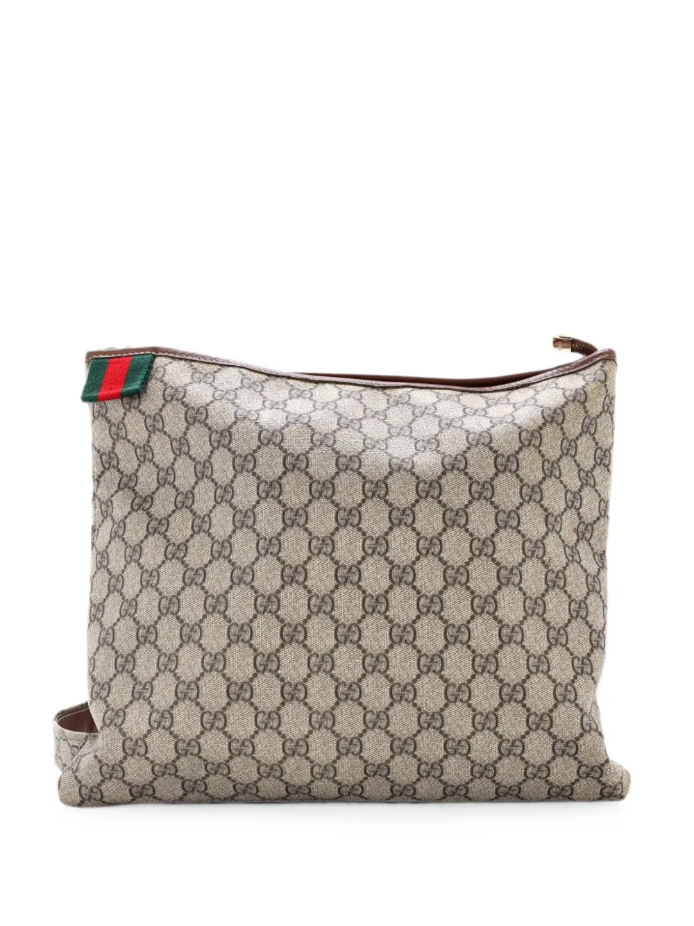Gucci Pre-Owned Web Loop Flat Messenger GG Coated Canvas Large crossbody bag - Braun