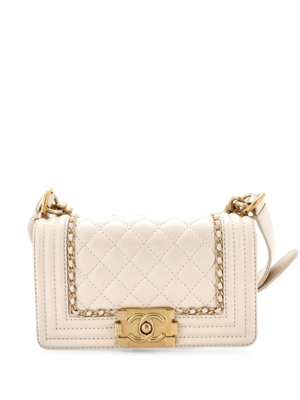 CHANEL Pre-Owned Jacket Boy Flap Bag Quilted Aged Calfskin Small crossbody bag - Toni neutri