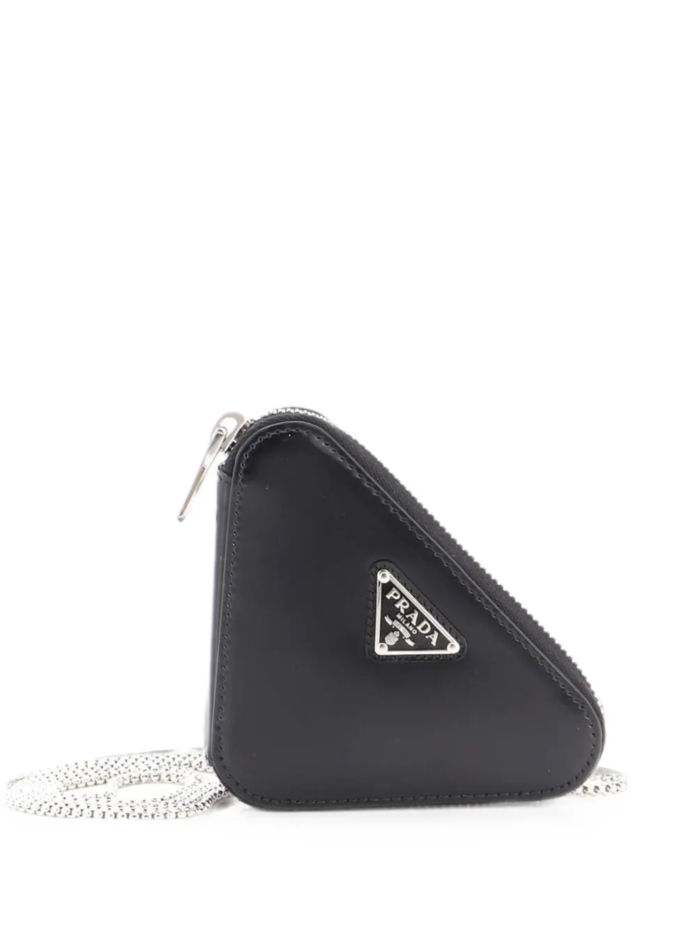 Prada Pre-Owned Mini Triangel Pouch Bag Umhängetasche aus gebürstetem Leder - Schwarz
