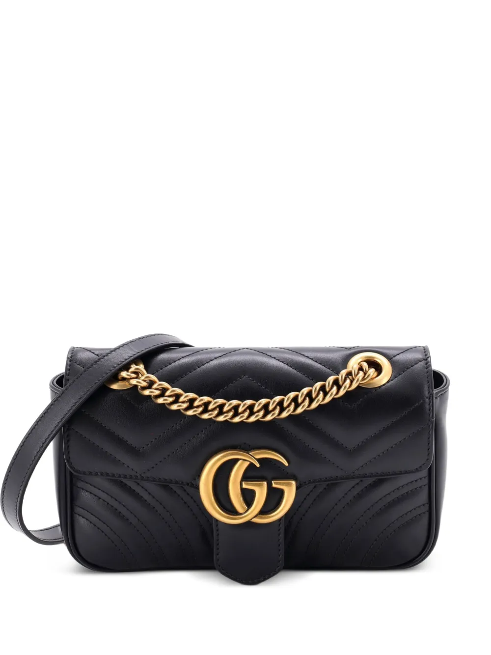 Gucci Pre-Owned GG Marmont Flap Bag Matelasse Leather Small crossbody bag - Nero