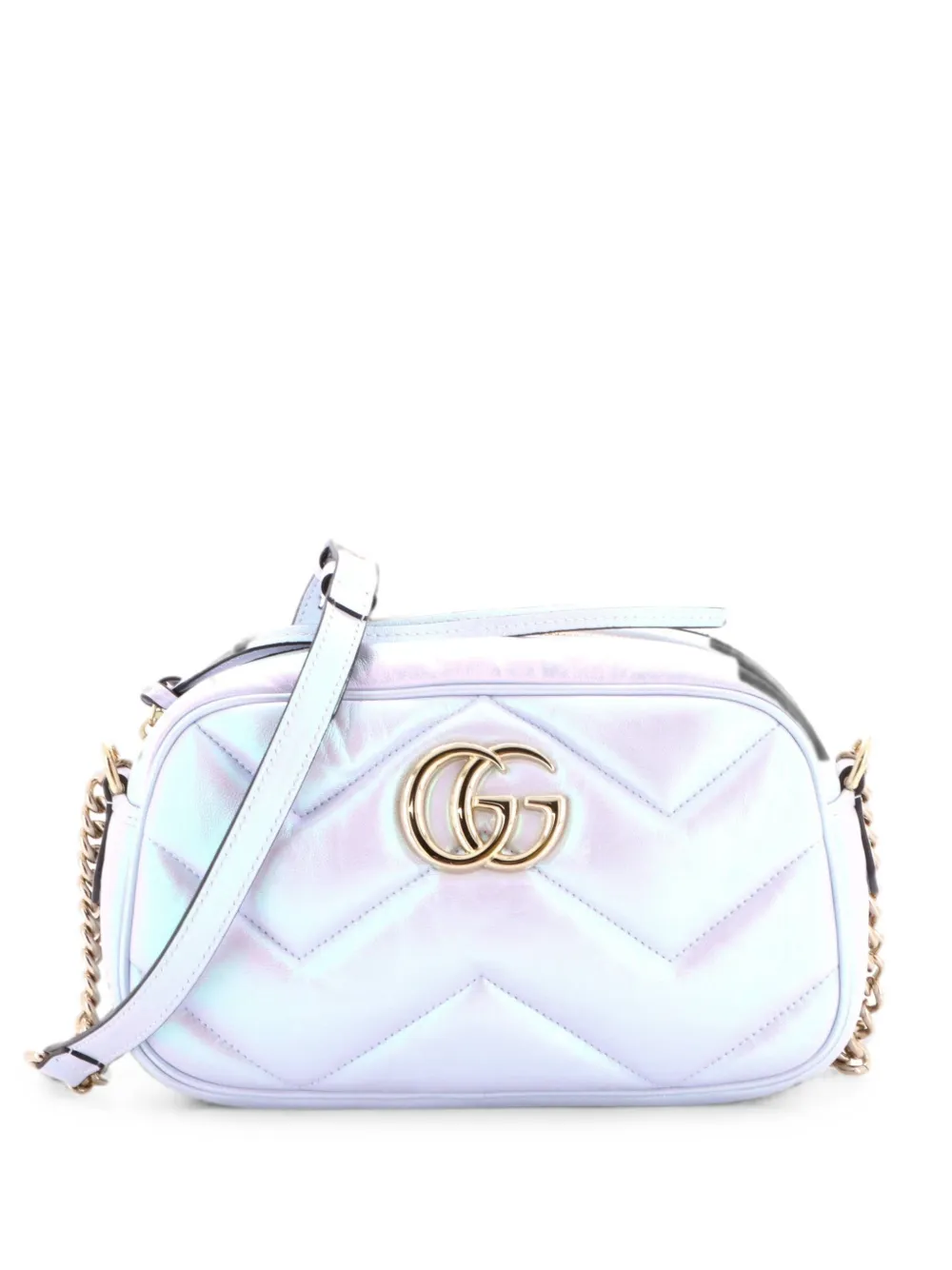 Gucci Pre-Owned GG Marmont Chevron Iridescent Leather Small shoulder bag - Blu