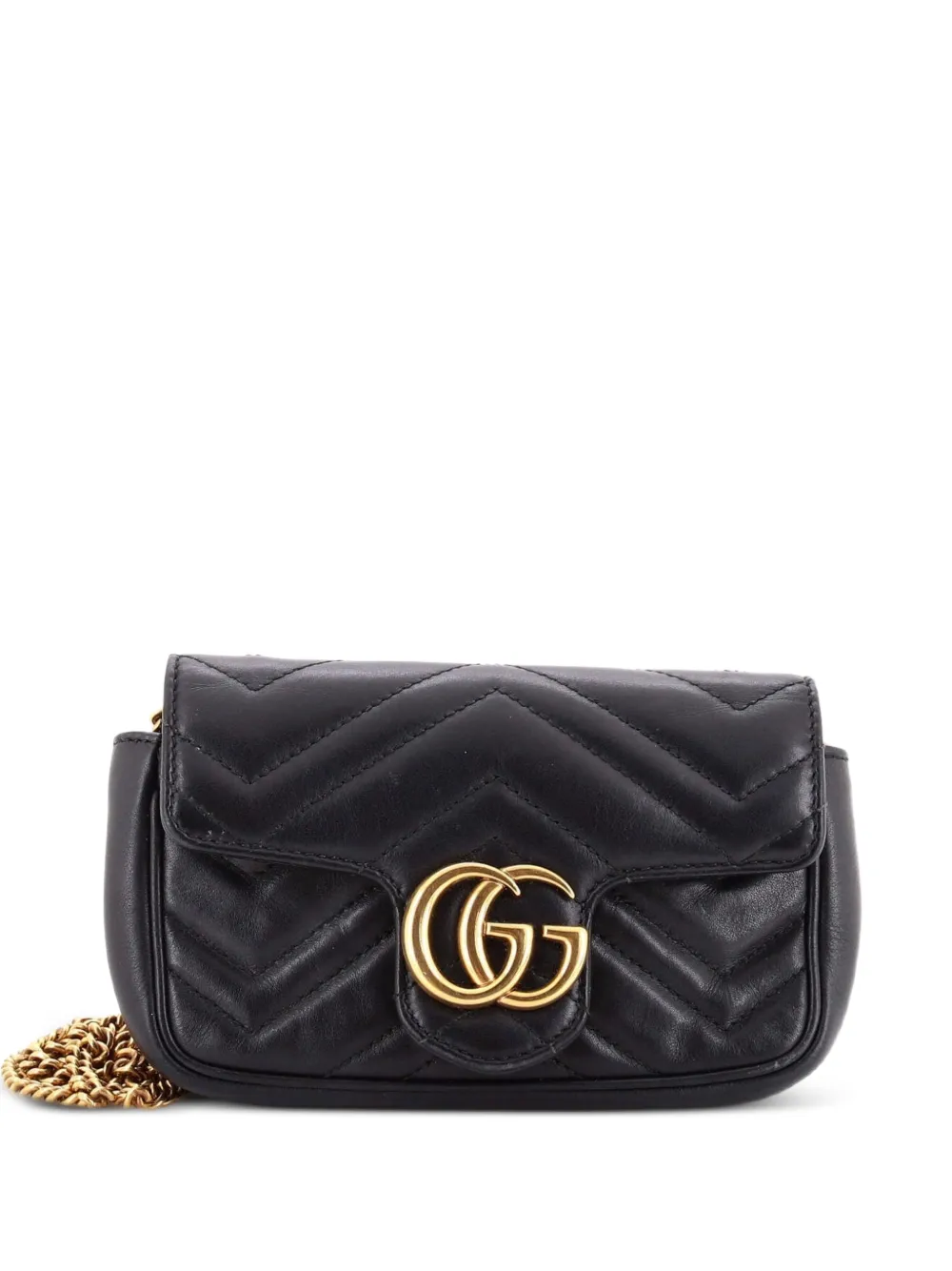 Gucci Pre-Owned GG Marmont Flap Bag Matelasse Leather Super Mini crossbody bag - Nero