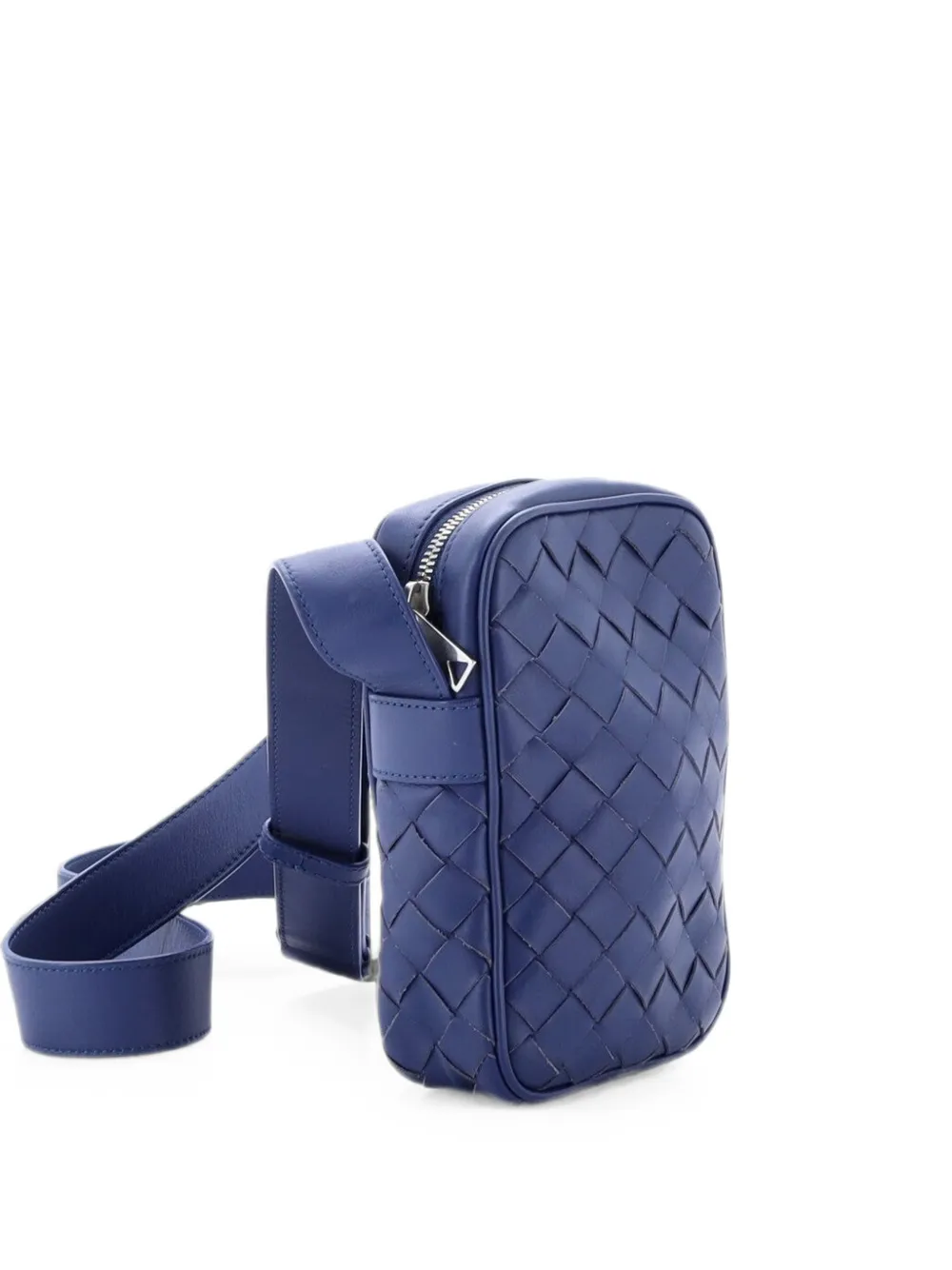 Bottega Veneta Pre-Owned Zipped Phone Intrecciato Nappa crossbody bag - Blau