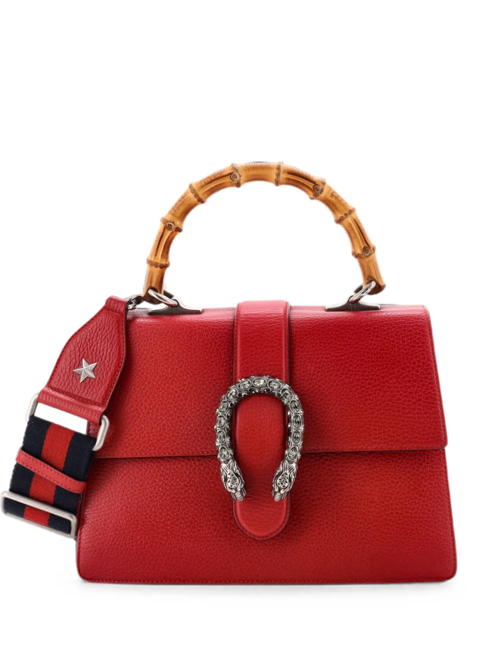 Gucci Pre-Owned Dionysus Bamboo Top Handle Bag Leather Medium satchel - Rosso