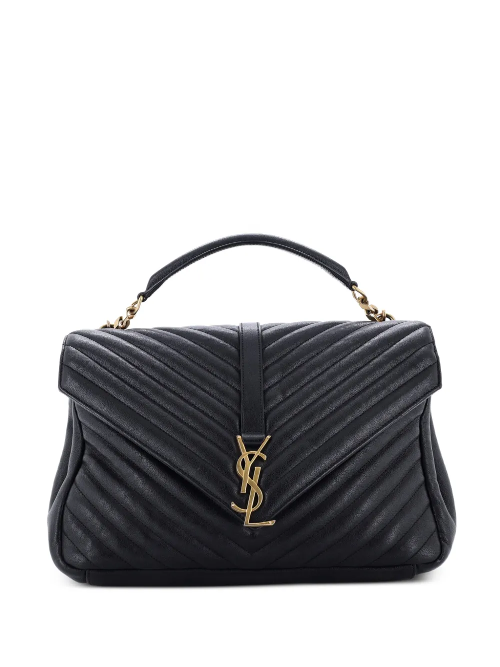 Saint Laurent Pre-Owned Classic Monogram College Bag Matelasse Chevron Leather Large shoulder bag - Schwarz