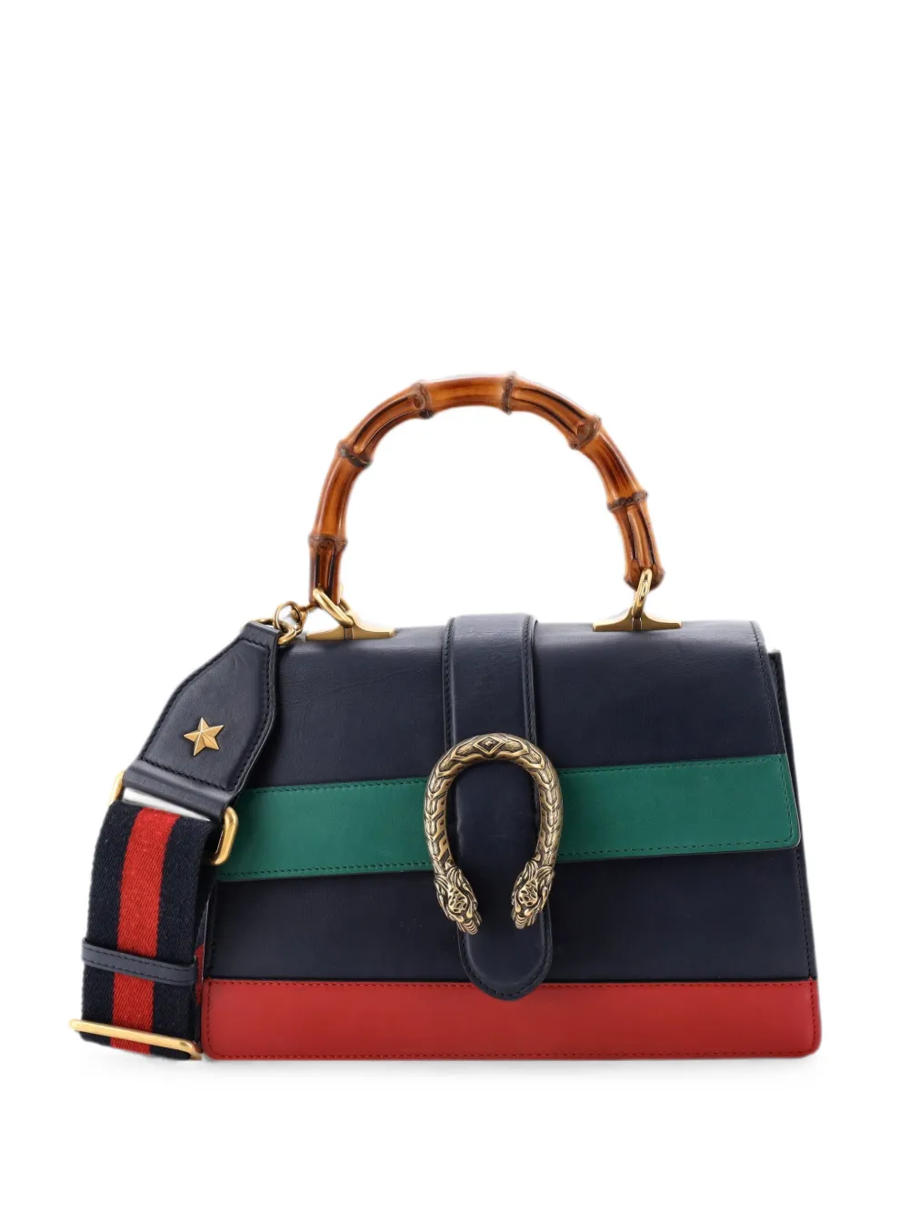Gucci Pre-Owned Dionysus Bamboo Top Handle Bag Colorblock Leather Medium satchel - Blau