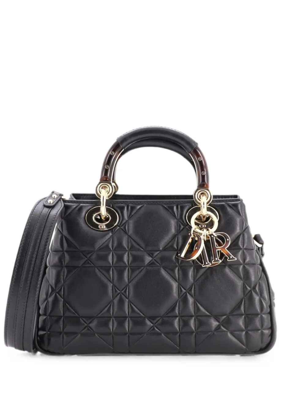 Christian Dior Pre-Owned Kleine Lady 95.22 Cannage Umhängetasche mit Prägung - Schwarz