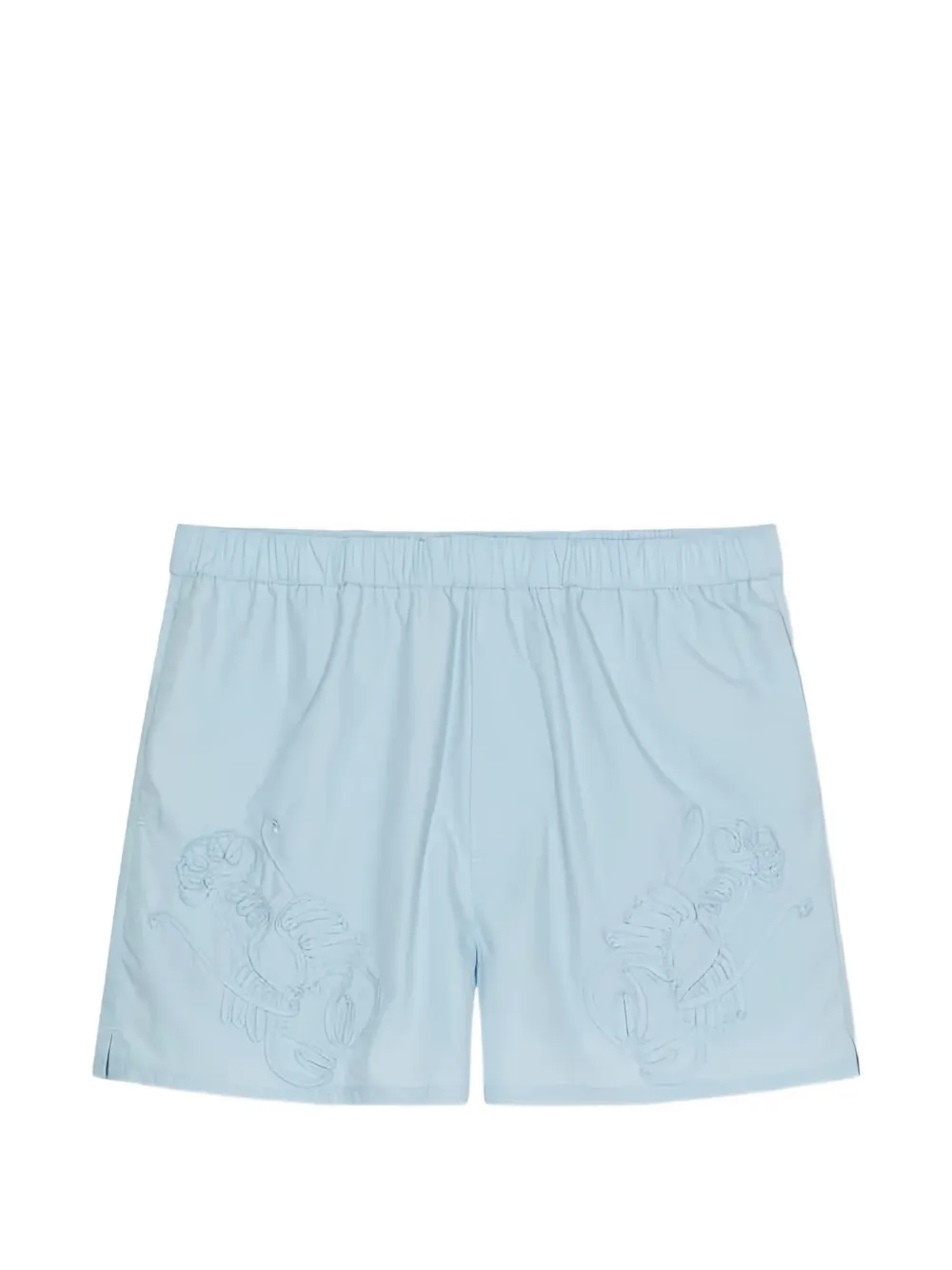 Closed embroidered-details shorts - Blu