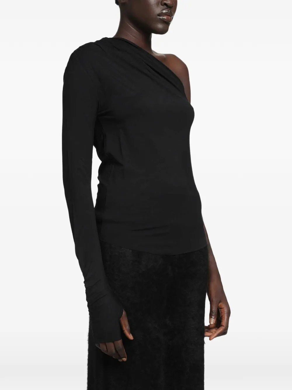 Thom Krom Asymmetrische top met duimsleuf Zwart