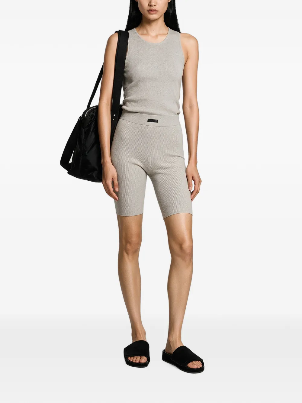 Essentials Biker Ribbed Shorts In 뉴트럴