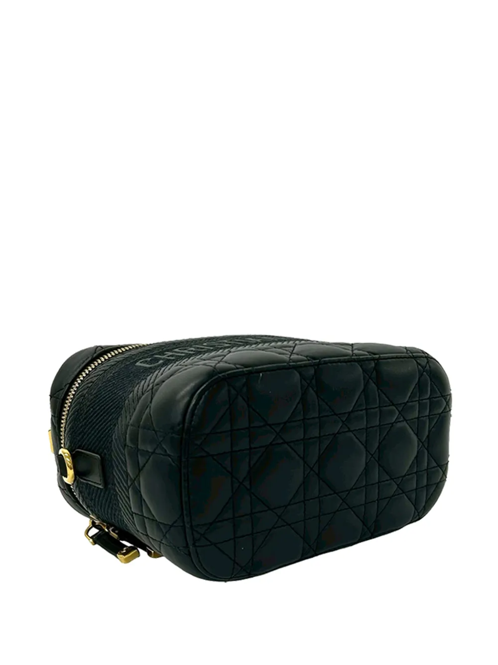 Dior Pre-owned 2000-2026 Small Lambskin Cannage Diortravel Vanity Case Satchel in Black, view 4
