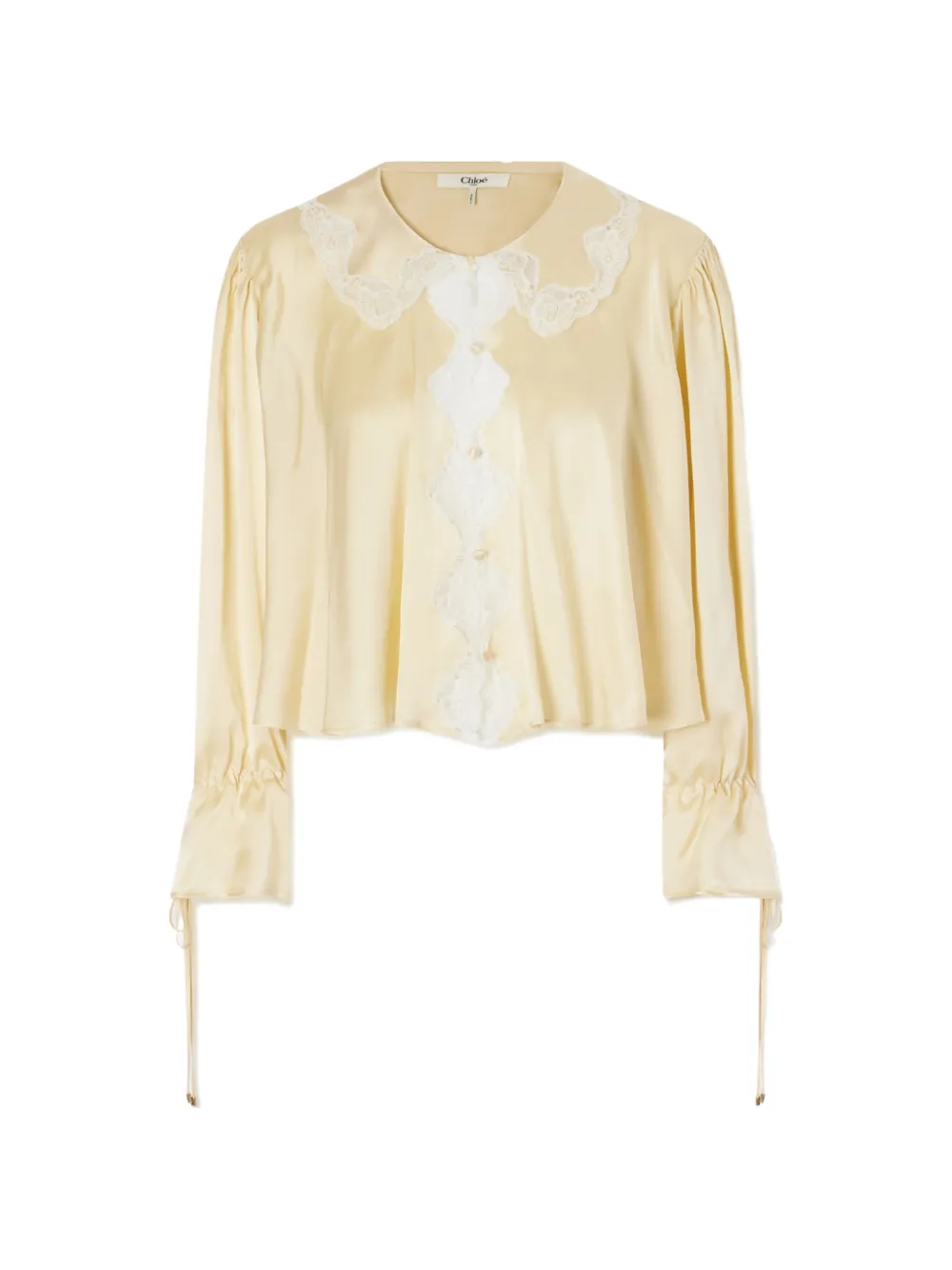 Chloé fluid top in washed silk satin & lace - Gelb