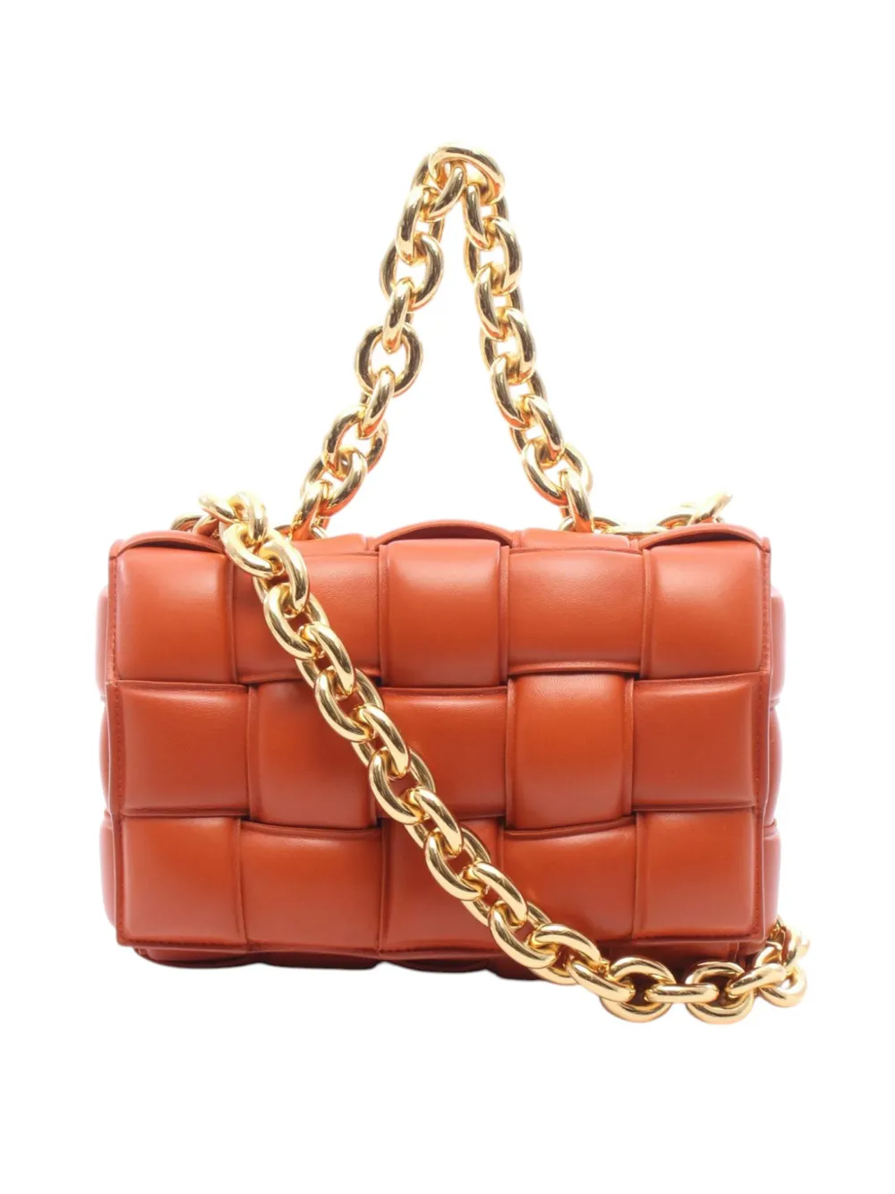 Bottega Veneta Pre-Owned 2012-2026 Nappa Intrecciato Padded Chain Cassette satchel - Orange