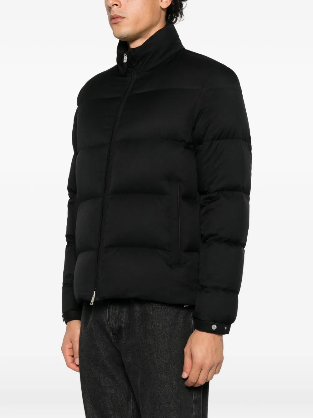 Zegna zip-up quilted jacket Zwart