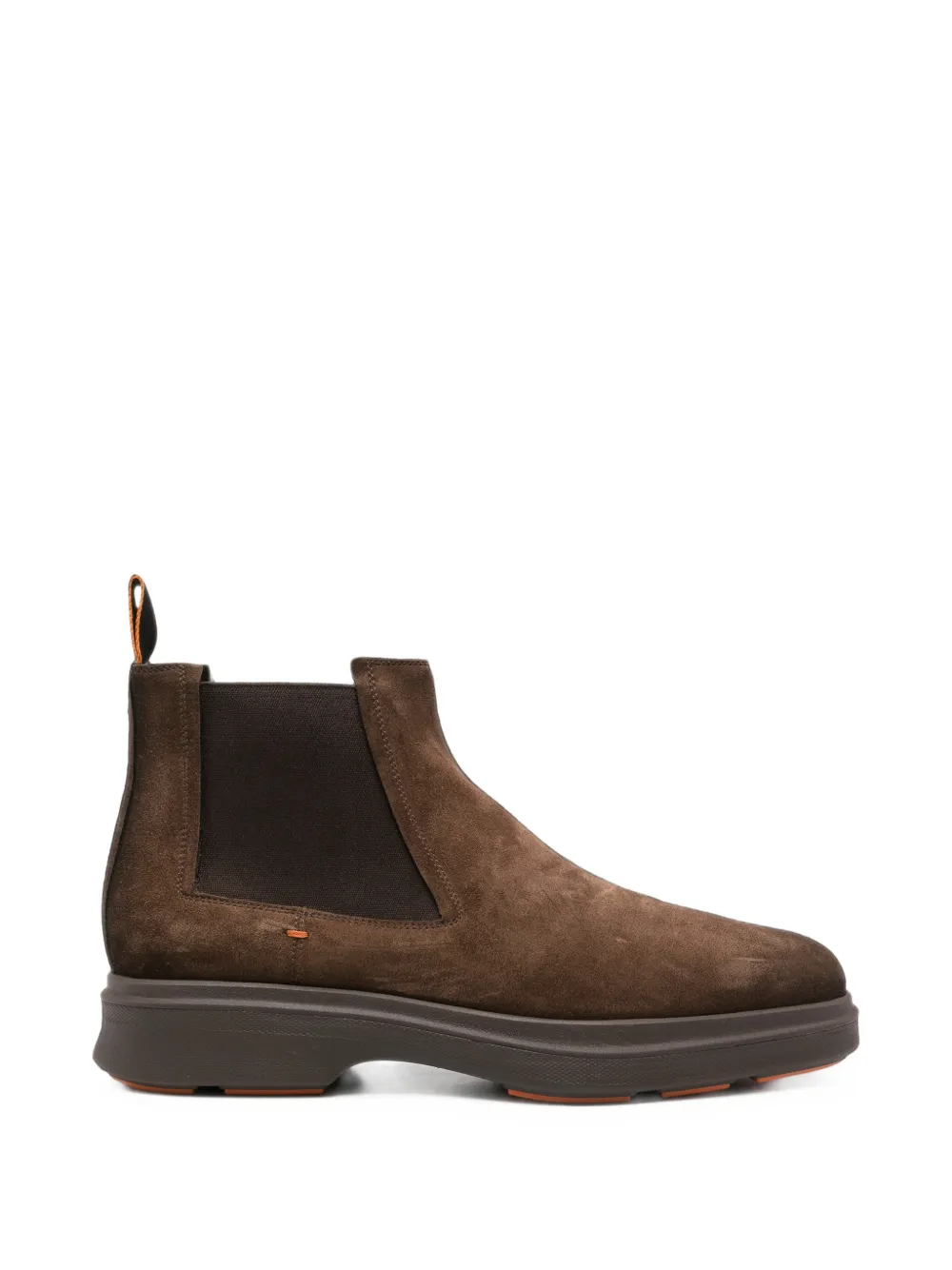 Santoni Suede Chelsea Boots In Brown