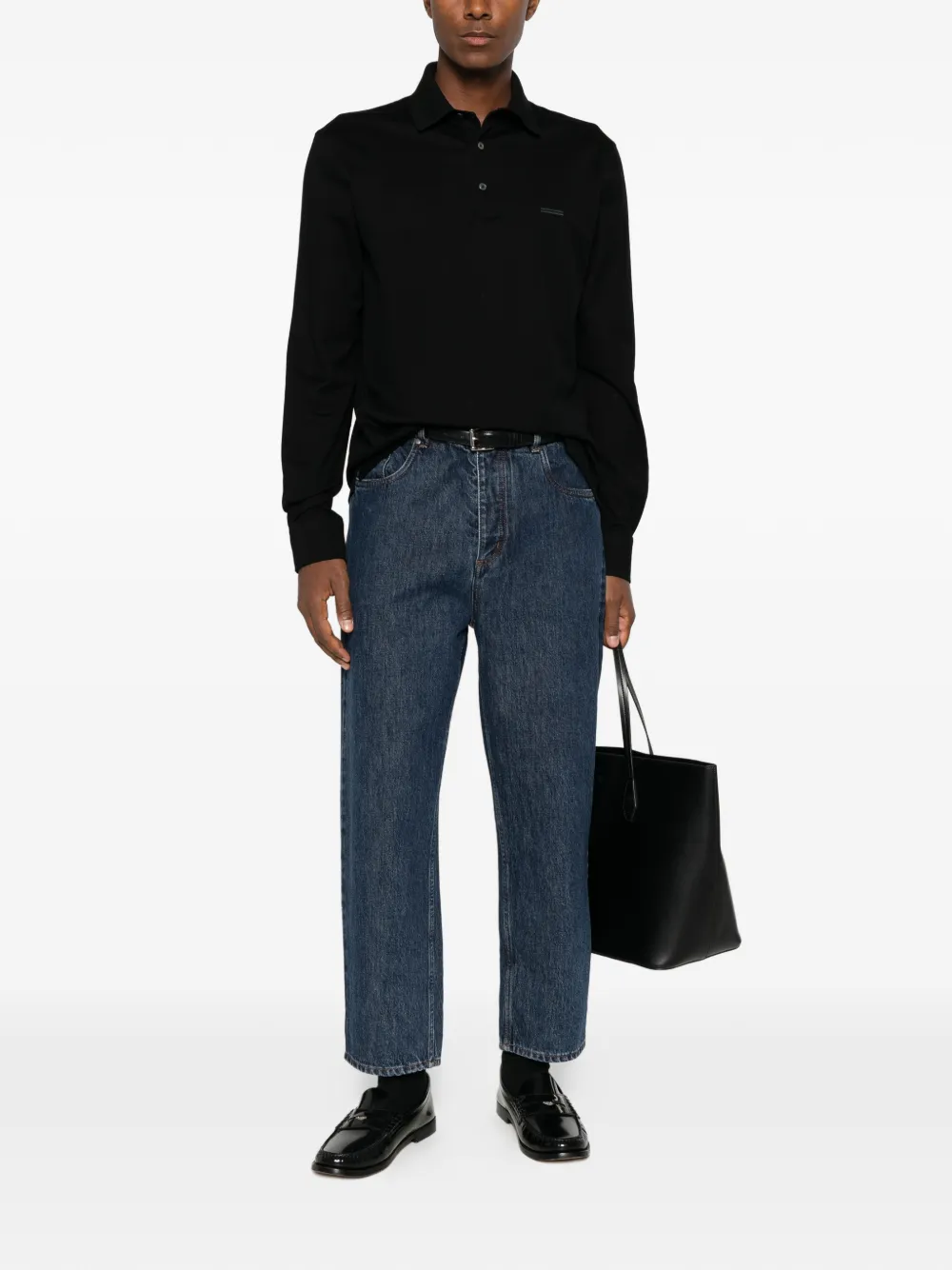Zegna long-sleeve polo shirt Zwart