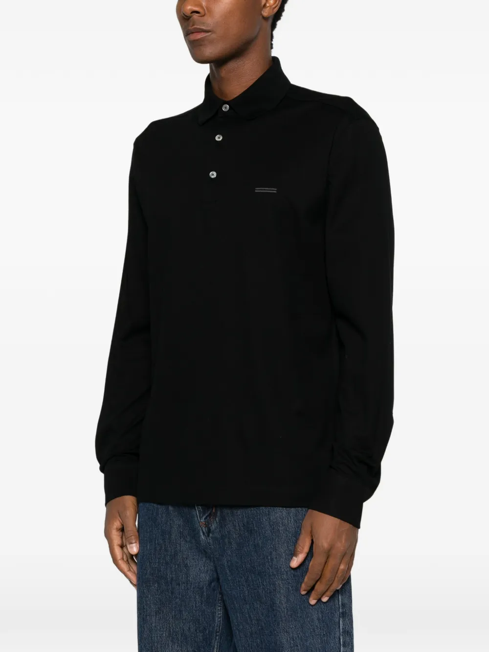 Zegna long-sleeve polo shirt Zwart
