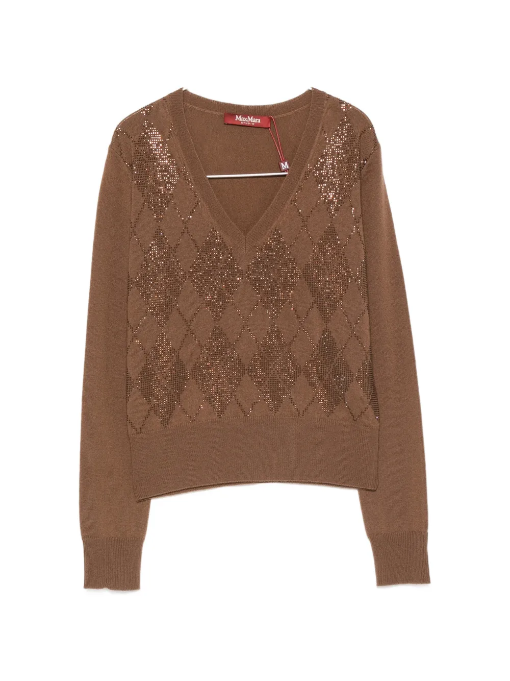 Max Mara argyle-pattern stud-embellished sweater - Braun