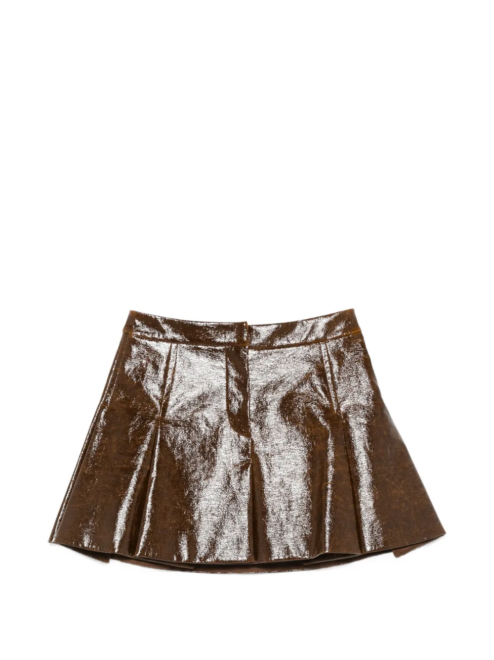 Sportmax patent-finish A-line mini skirt - Marrone