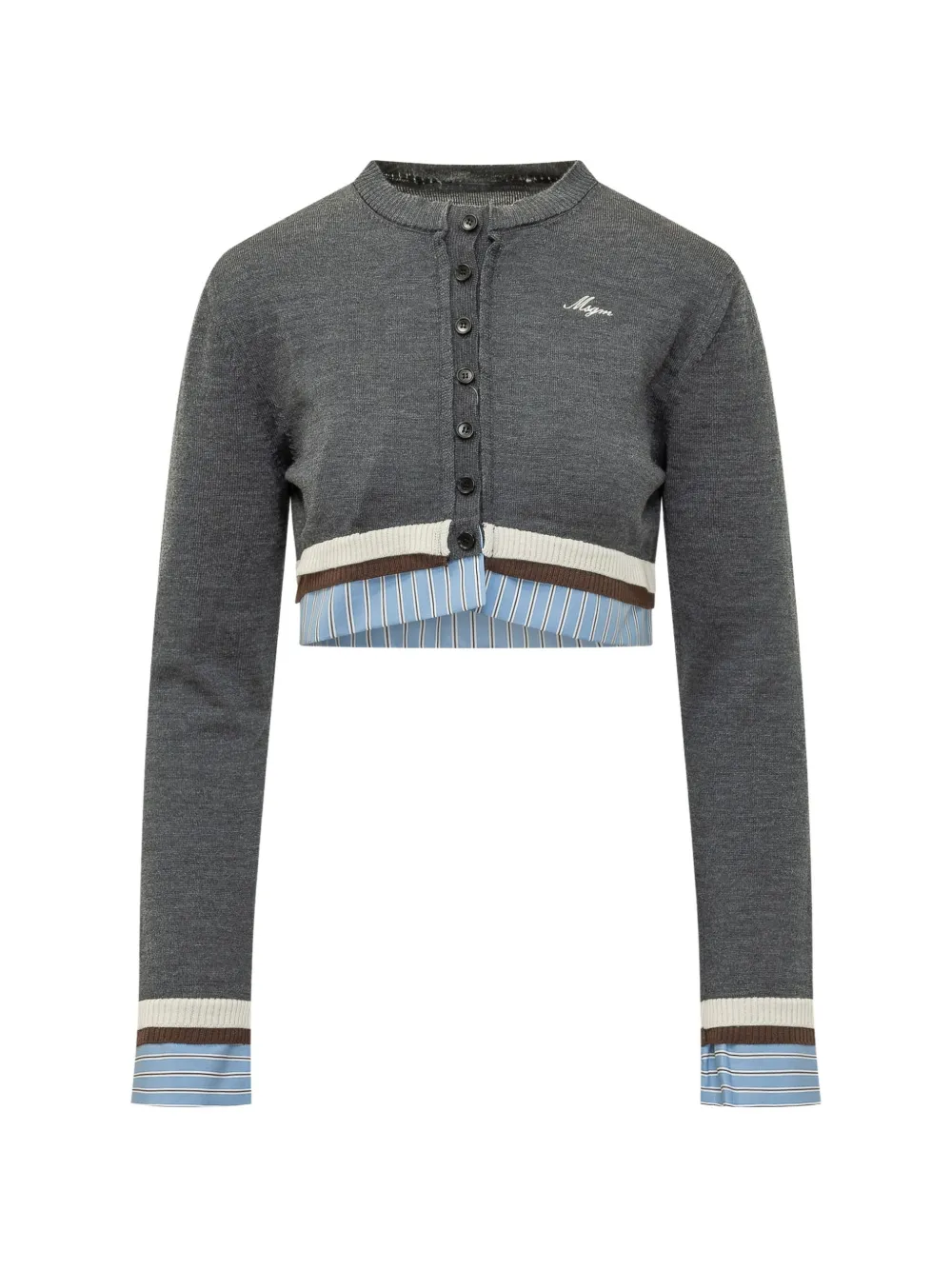 MSGM layered-effect cropped cardigan - Grau