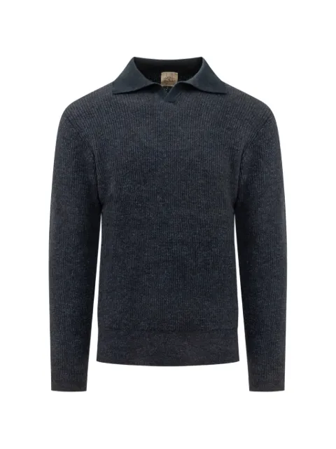 RAKKI ribbed-knit long-sleeve polo shirt