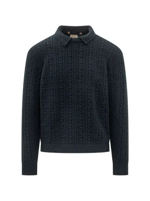 RAKKI cable-knit polo-collar sweater