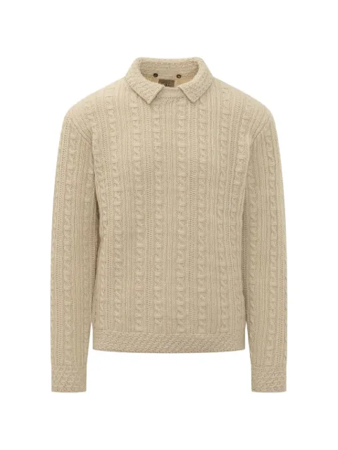 RAKKI cable-knit polo-collar sweater